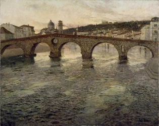 Der Fluss Etsch in Verona, 1899